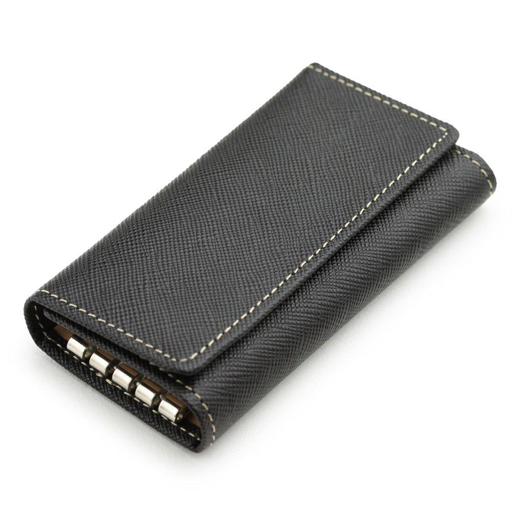 

Made in Japan Genuine Leather Key Case Prism Texture Embossed Cowhide Black [Abies] (Square Leather)