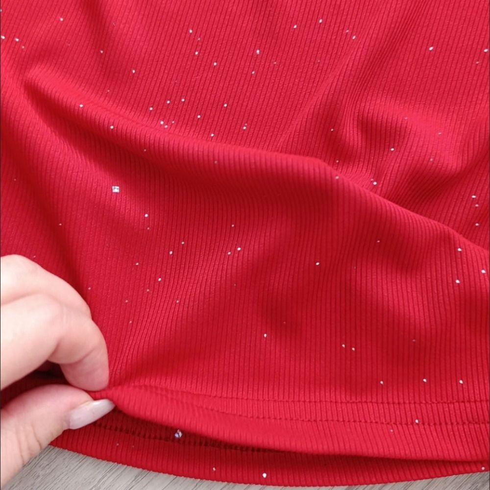 A-line Women Glitter Party Dress Sparkling Slim Evening Dress Chiffon Cape Red Dress  Ladies Girl