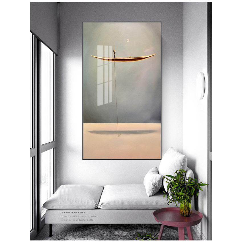 Impressão Arte de Parede Nórdica Imagem Decoração Sala de Estar Barco Dourado Abstrato Pintura em Tela Minimalista Paisagem Obra de Arte Pôster