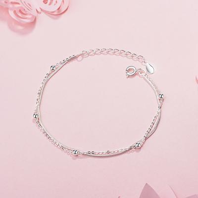 New 925 Sterling Silver Double Layer Bracelet & Bangle Adjustable Mujer Charm Bracelet for Women Bridal Wedding Fine Jewelry