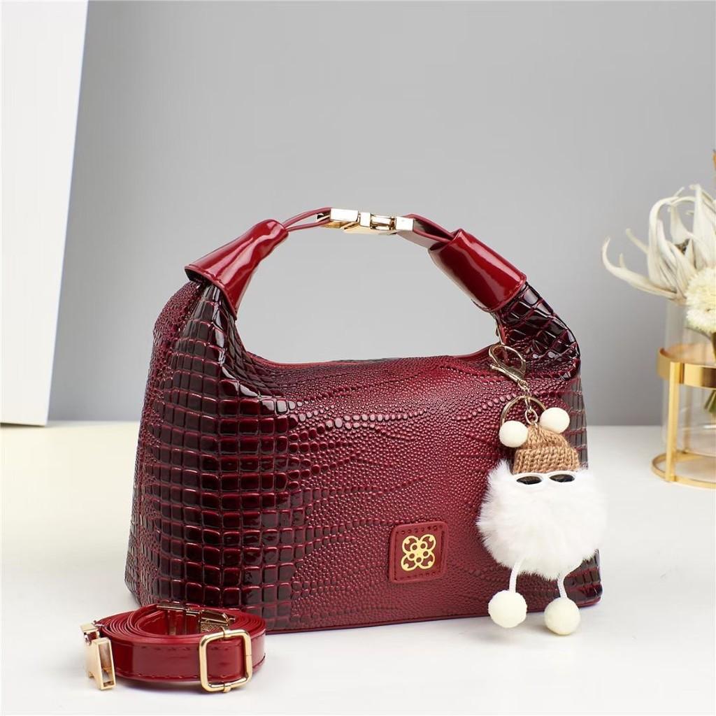 Fashion Crocodile Texture Women Casual Pu Leather Shoulder Bag With Pendant For Daily Use