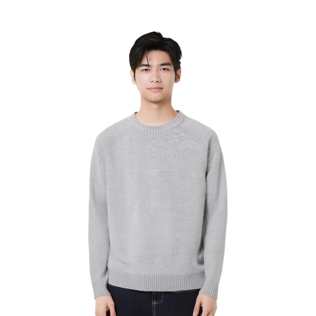 Uniqlo Solid Color Raglan Crew Neck Pullover Knit Sweater Unisex Sweater Gray 450541-03