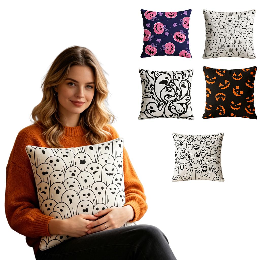 Halloween Pumpkin Printed Throw Cover for Couch Cushion Decorative