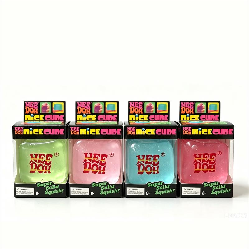 Needoh Nice Cube Glow Luminous Sensory Toy Rainbow Gradient Cube Maltose Squeeze Slow Rising Squishy Anxiety Stress Relief Toy