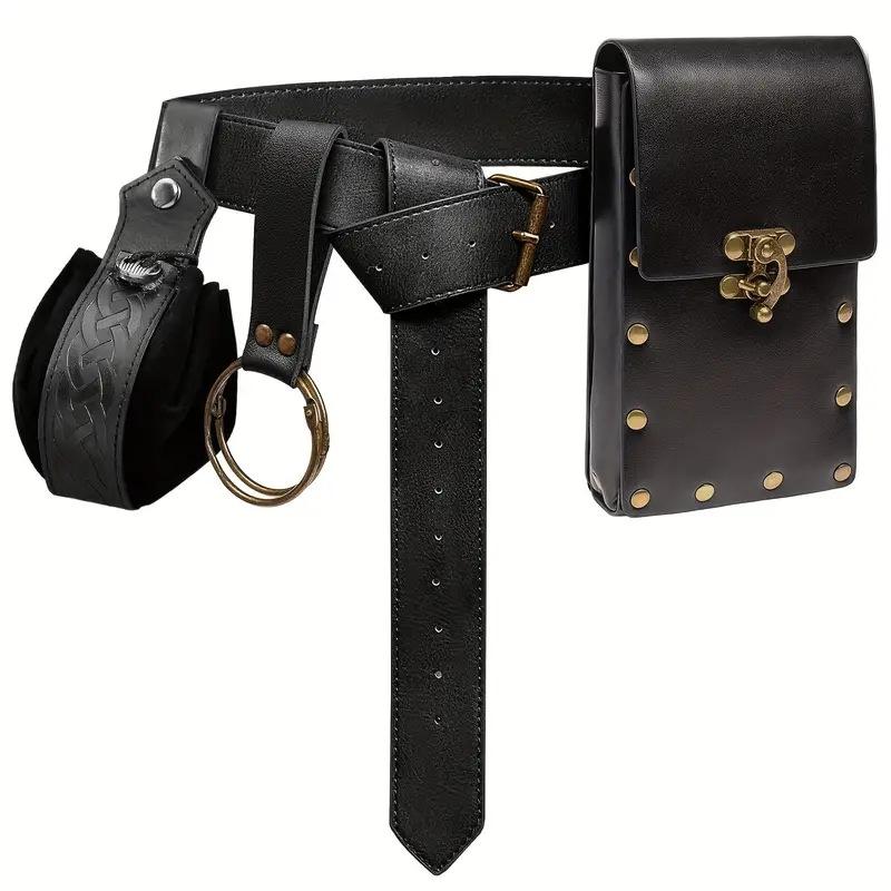 Cosplay Medieval Retro Belt Renaissance Waist Bag Viking Knight Skirt Clip Keychain Halloween Role-playing Prop