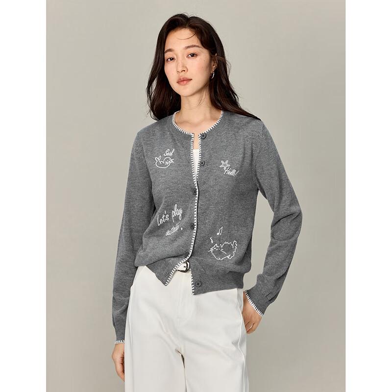 INMAN Women's Embroidered Knit Cardigan Sweater