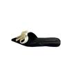 Fashion Flat Sandals Spring New Pointed Head Shallow Mouth Bead Butterfly Knot Soft Sole Anti-slip Wear-resistant Slippers
