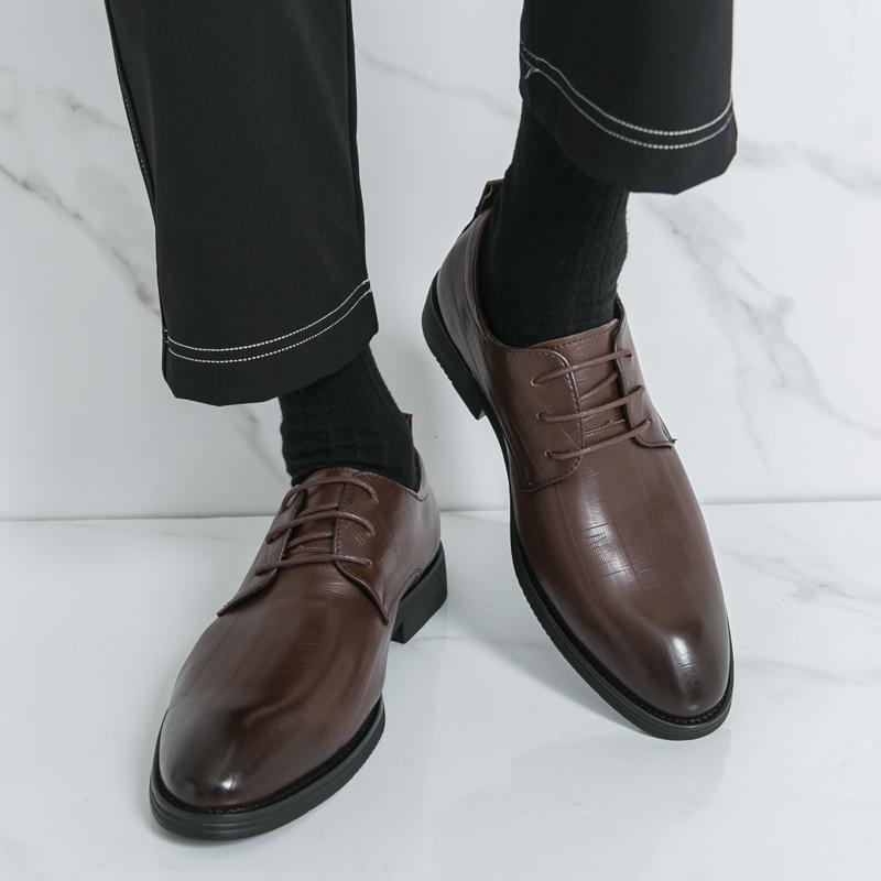 Fashion Fashion New Designer Pointed Lace Up Derby Shoes For Men Black Brown Wedding Dress Homecoming Formal Wedding Footwear