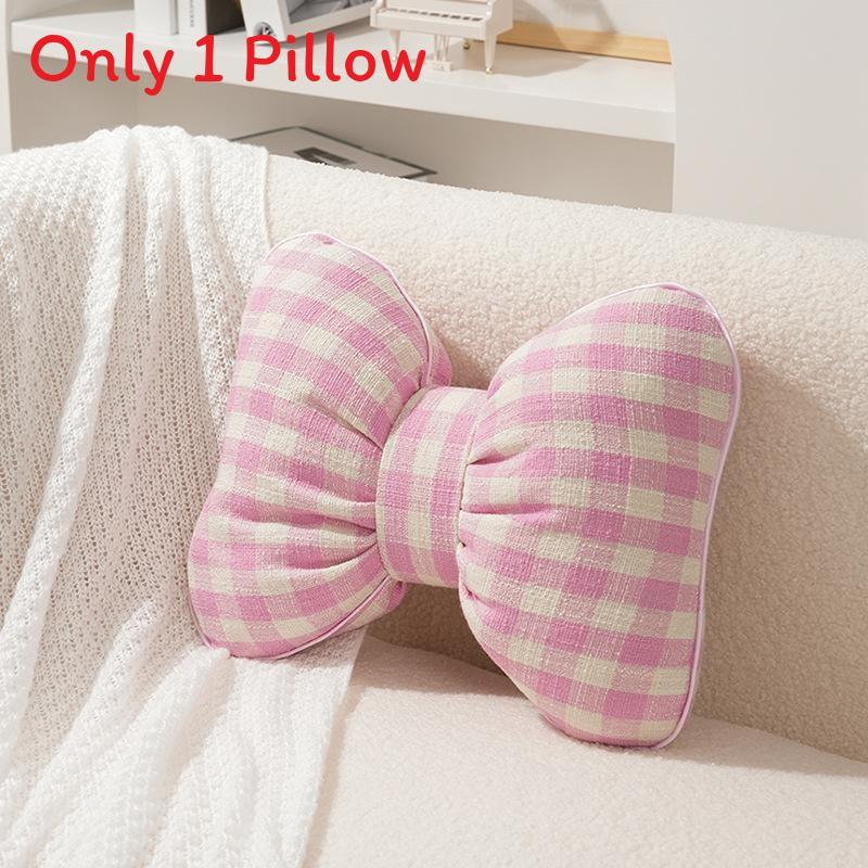 Creative Checkered Bow Cushion For Home Decor And Lounge Comfort
