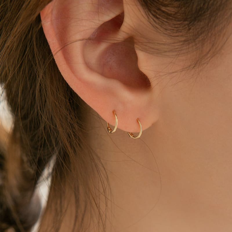 LUNNE 14k Daily One-Touch Ring Earrings (14k Gold) #ER01