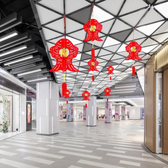 2 Stück Laternenanhänger zum chinesischen Neujahr mit Segensworten, Jahr des Drachen, Glücksszene, Layout-Ornament, Filzstoff, rote Laterne, Feiertagsparty, Zuhause