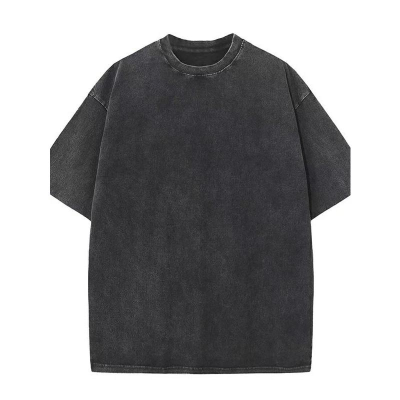 Men' Vintage Printed Pure Cotton Loose Fit Short-Sleeve Crew Neck T-Shirt - Washed Distressed T-Shirt Suitable for Casual Outdoor Wear, Year-Round