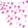 32Ft Rose Hot Pink Pennant Banner Fabric Triangle Flag Cotton Bunting Garland Kit for Wedding Birthday Baby Shower Anniversary Party Home Nursery