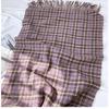 New Plaid Scarf Women's Winter Thickened Warm Retro Fringed Scarf Shawl Thickened Warmth for Cold Weather