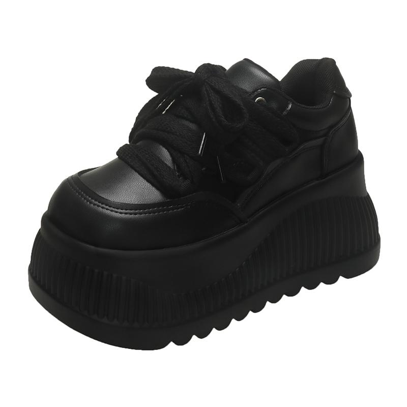 Fashion 8.5CM High Platform Shoes Women New 2025 Chunky Sneakers Designer Thick Sole Leather Sports Shoes Breathable Sneakers Woman
