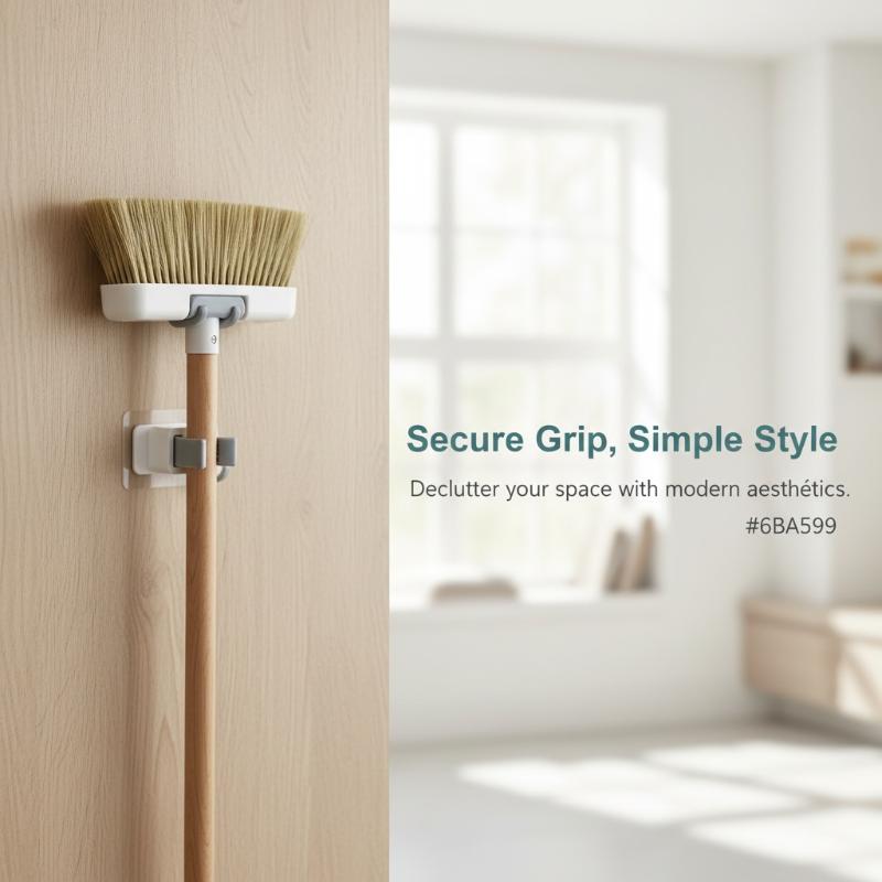 1/2/3Pcs Abs Wall Mounted Mop Storage Rack No Nail Holder Waterproof Household Organizer For Bathroom Kitchen