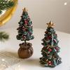 Festival Colorful Christmas Tree Miniature Statue Resins Figurine Ornament for Seasonal Holiday Desktop Decoration Gift
