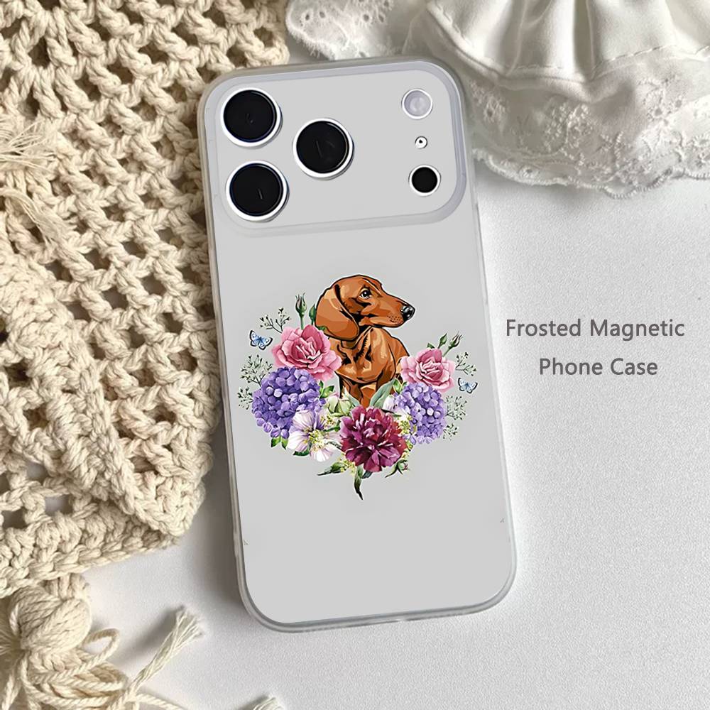 

Животное Такса Собака Милый Для iPhone 11,12,13,14,15,17,16,Pro,Plus,E,Max,Air,Mini Прозрачный Магнитный Матовый Чехол iPhone17