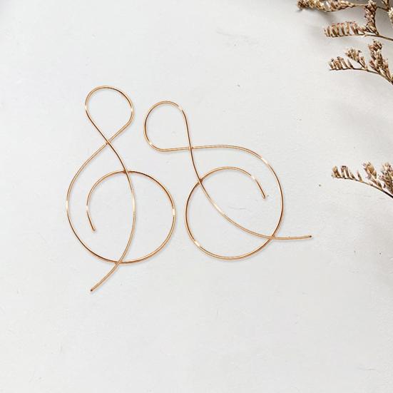 1 Pair Ladies Creative Hoop Earrings Musical Note Shape Simple Exquisite Exaggerated Lines Anti-fall Drop Earrings for Going Out