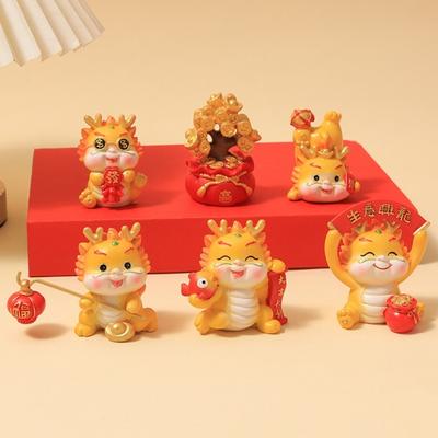 Statue, leuchtende Farben, Neujahr, bezauberndes Aussehen, 2024, Drachenfigur, Miniatur-Desktop-Ornament