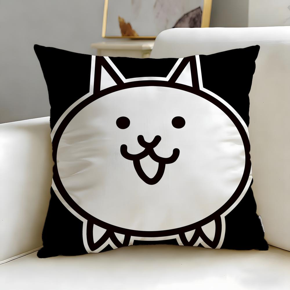 popular game The Battle Cats Cushion Cover Soft & Easy-Wash Pillow Case – Versatile for Couch, Bed, Travel and Office