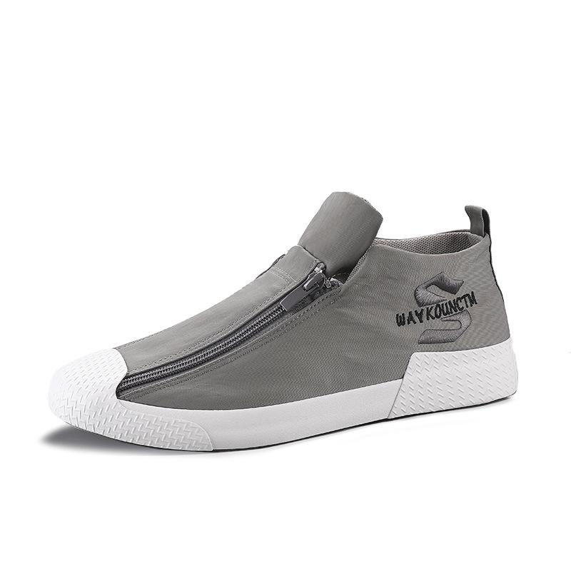 Vīriešu audekls gurnu sporta kurpes Modes divrindu rāvējslēdzēja dizains ikdienišķas plakanas kurpes Ikdienas vīriešu elpojošas kedas Zapatillas