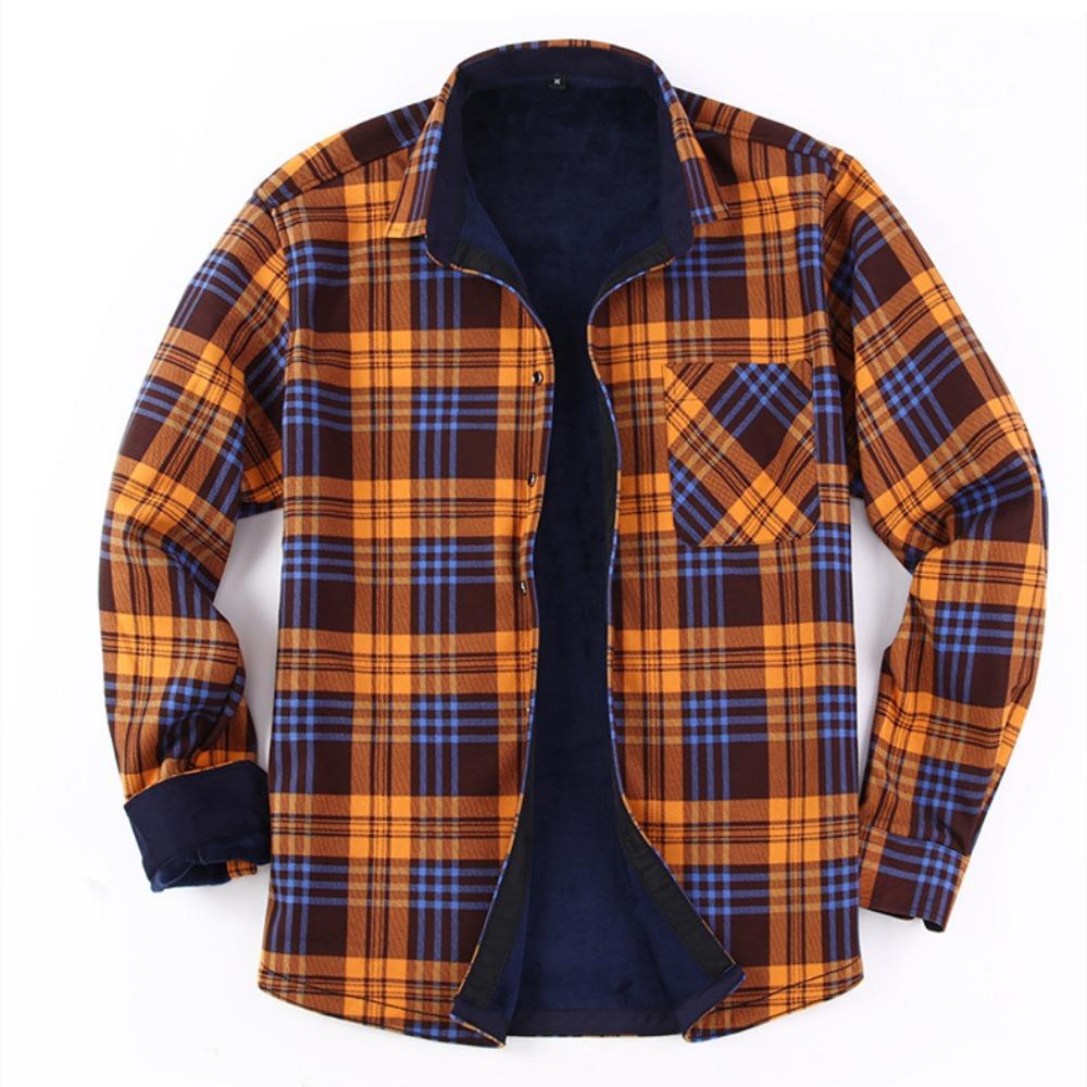 Amerikanische Größe Herrenhemd Langarm Herbst Winter Warm Plus Fleece Verdickt Kariert Übergröße Mode Bügelfrei