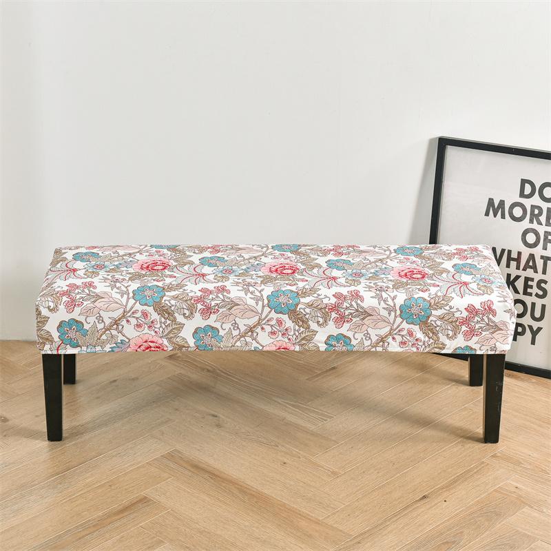 Blomstertrykt benktrekk Spisestue Stretch Spandex Pianokrakkdeksler Rektangel Seng Lang krakkdeksel Møbler Hjemmedekor