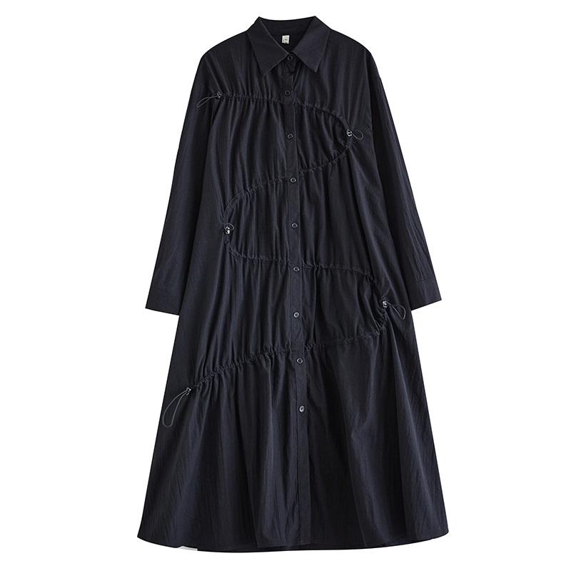 Long Sleeve Plus Size Vintage New In Dresses for Women Casual Loose Spring Autumn Shirt Dress