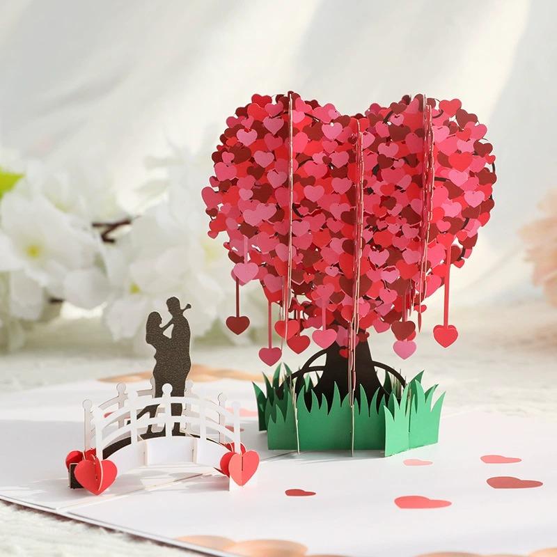 3D Pop Up Greeting Card Romantic Love Flowers Butterfly Bouquet Handmade Surprise Card Anniversary Birthday Valentine's Day Gift