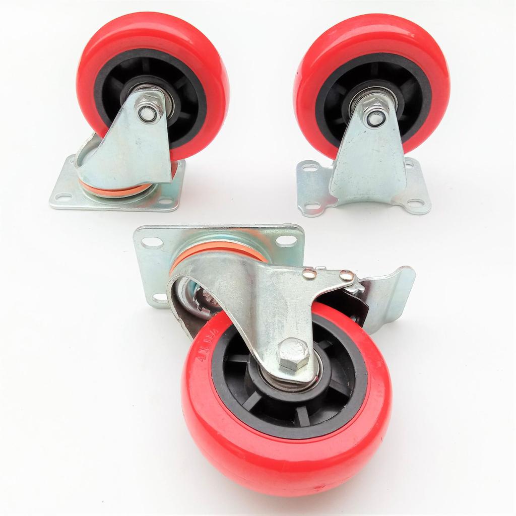 Shengxiang Eco-friendly Medium PVC Red Swivel & Fixed Caster Wheel
