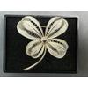 Used Akita Silver Filigree Four Leaf Clover Brooch