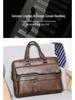 Men's Genuine Leather Briefcase, Business Casual Crossbody, Large Capacity Cowhide Bag