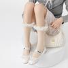 Lolita Girls Lace Ruffles Middle Socks Solid Color Japanese Summer Mesh Breathable Women Stockings  Elastic Thin JK Calf Socks