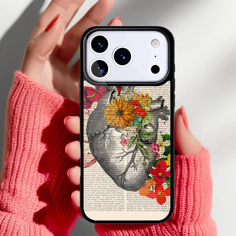 Vintage Anatomy Heart Cardiac Nurse Phone Case for iPhone 17 Air 16e 15 14 13 Pro Max Back Cover for 12 11 Pro Coque