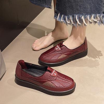 Spring and Autumn Mother Shoes Single Shoes Comfortable Middle-aged and Elderly Leather Shoes Non-slip Soft Sole Soft Leather Grandma Shoes Work Middl