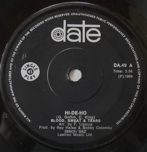 

7inch Record BLOOD, SWEAT & TEARS - Hi-De-Ho / The Battle DA49 Date 1970 South Afri Rock Used