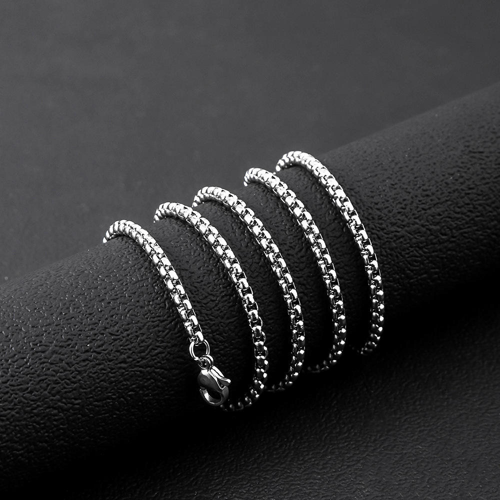 Fashion Stainless Steel Chain Necklace Hip Hop Style Silver Waterproof Cuban Link Snake Rope for Party Men Women