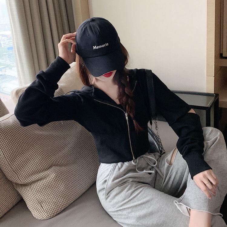 2025 Women's Trendy Hooded Short Zipper Cardigan - Long Sleeve Casual Autumn Jacket