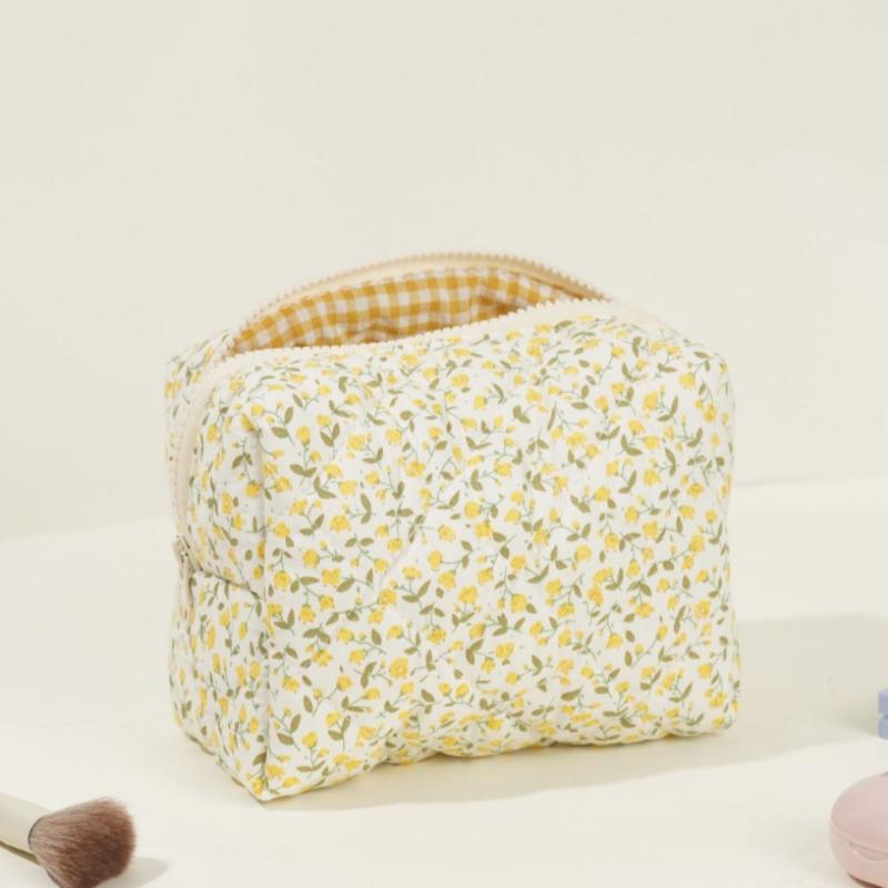 Cute Floral Fragments Zipper Makeup Bag Storage Bag Large Capacity Travel Toiletries Clutch Bag Portable Women's Toiletry Bag
