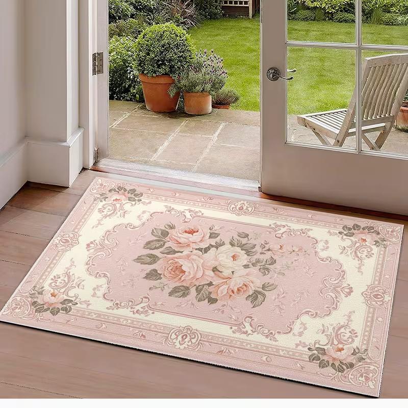 Tappeto Rosa Realistico Floreale Antiscivolo per Cucina Soggiorno Ingresso Camera da Letto Ufficio Tappeto per Pavimento Morbido Decorazione per la Casa Regalo