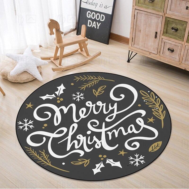 Merry Christmas Round Area Rugs Indoor Cartoon Snowman Throw Circle Rug Entryway Doormat Floor Carpet for Bedroom Living Room