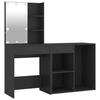 VidaXL LED Dressing Table with Cabinet Black Engineered Wood, Dressing Table with Mirror, Dressing Table with Lights, Dressing Table with 3082018
