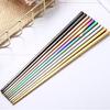 1 Pair Reusable Rainbow Portable Stainless Steel Dining Chopsticks Kitchen Tool