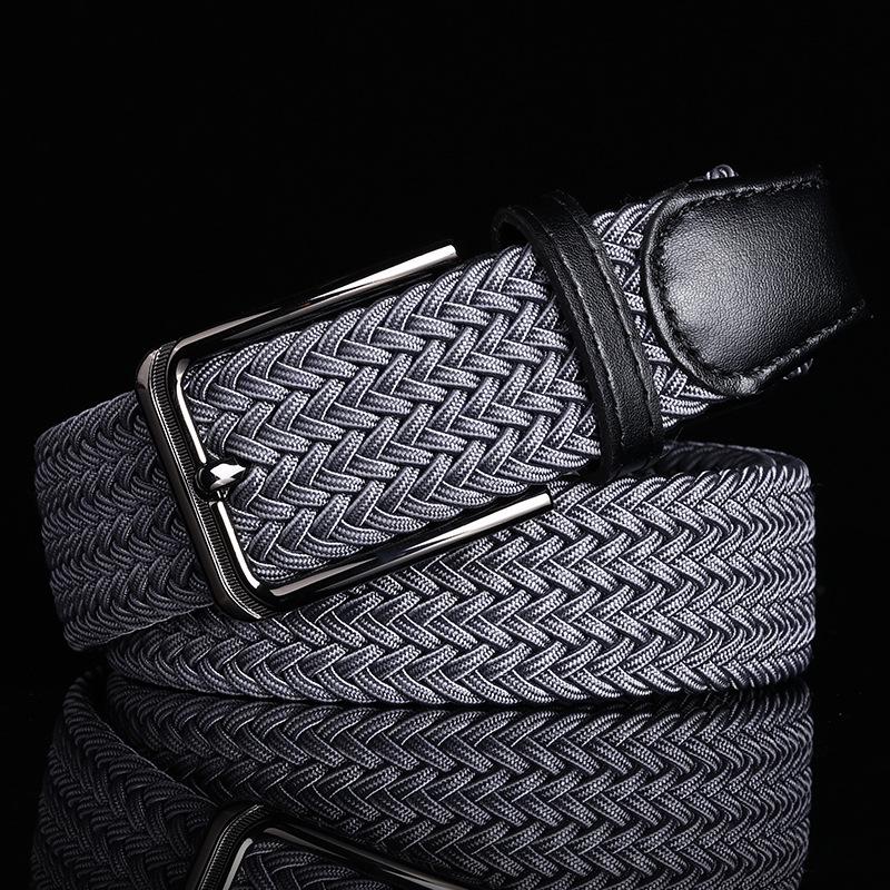 Trendy Youth Elastic Woven Canvas Belt with Pin Buckle for Golf & Military Training