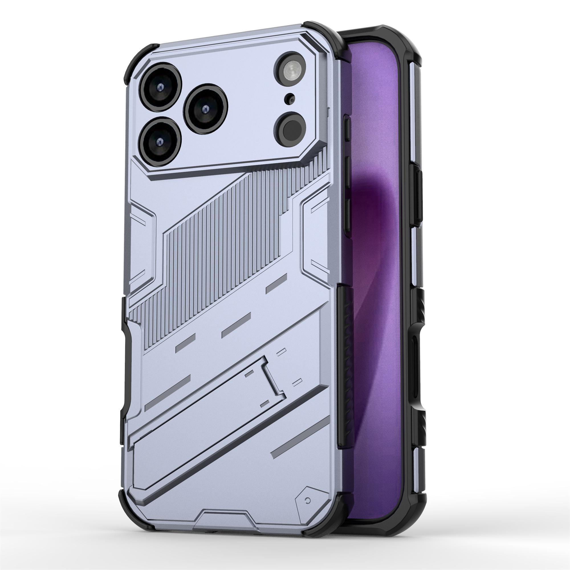 

For iPhone 17 Pro Case PC+TPU Shockproof Phone Cover with Kickstand Grey