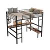 Children Bed Strong Carrying Capacity Metal with Large Bookshelf Four Small Shelves Ladder Fall Protection Grilles Home Frame Loft Furniture Bunk