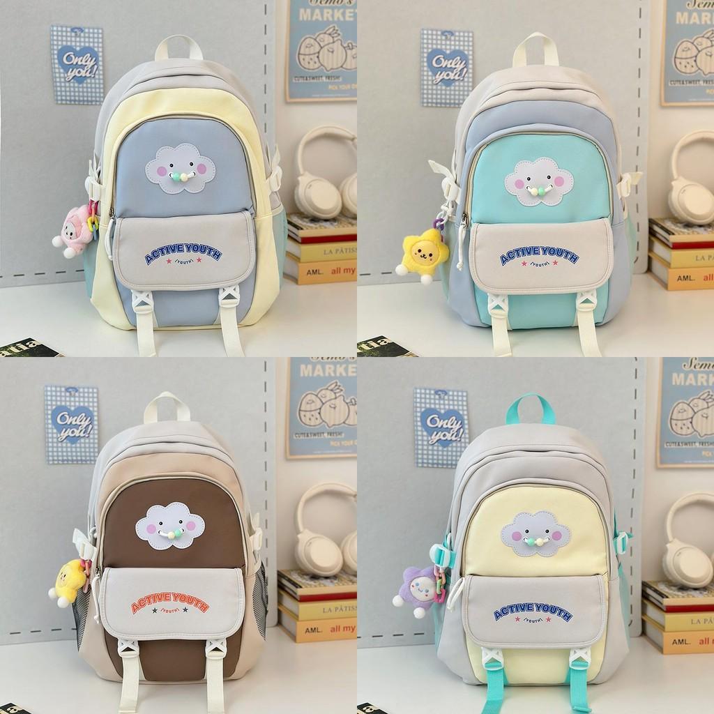 Nylon Letter Backpack For Girls With Reducing Burden And 14in Laptop Storage For Daily Use