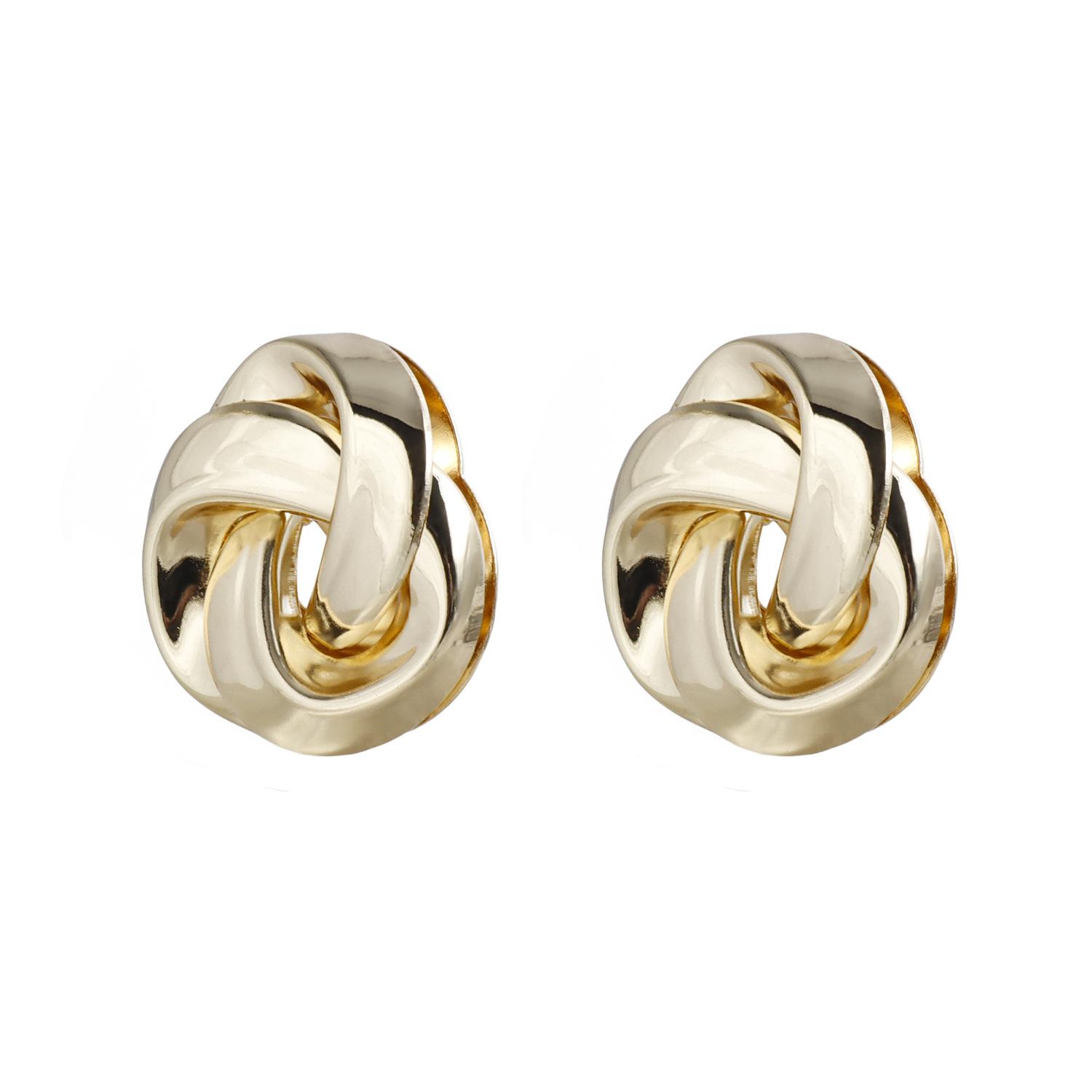 

Accessories Premium sense metal kink round ear clips, personalized retro style versatile commuter earrings золотой