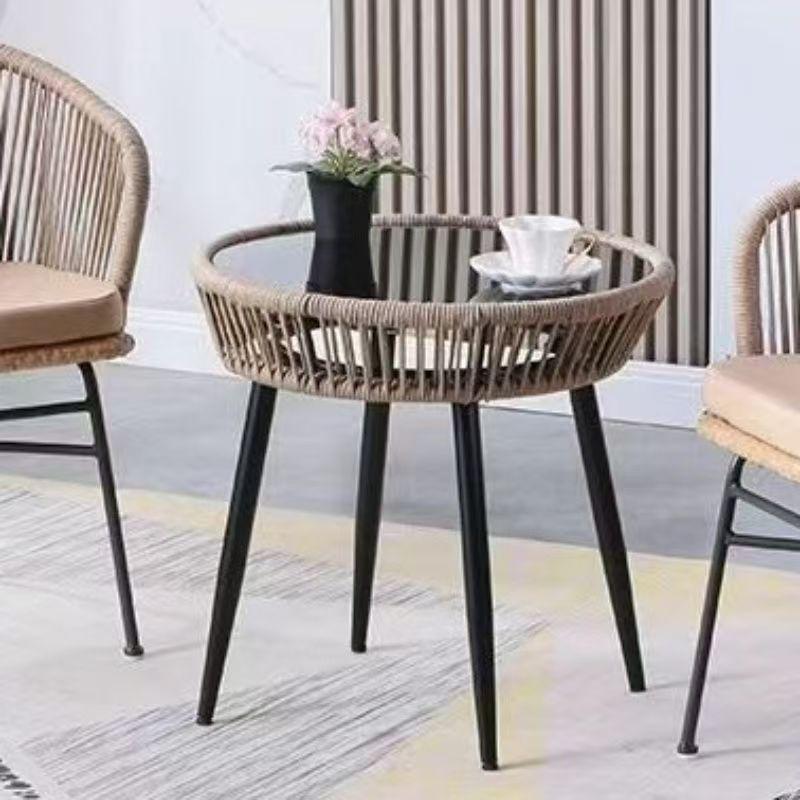 Three-Piece Rattan Chair & Table Set for Balcony or Outdoor Spaces
